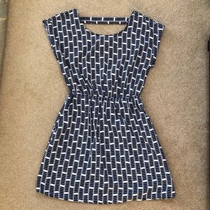 Blue and white patterned dress